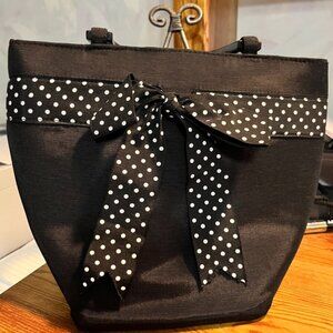 Talbots Black and White Polka Dot‎ Purse with Bow